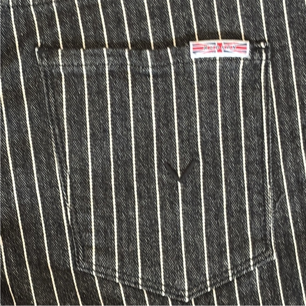Hudson Rosalie High Rise Wide Leg Ankle Black w/ White Pinstripes Womens Size 25 - Picture 13 of 14